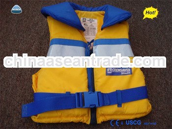 orange reflective life jacket vest with visible zipper