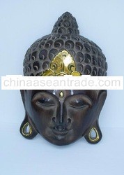 BUDDHA MASK KRITING ANTIQUE GOLD 20CM HANDICRAFT