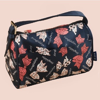 oxford waterproof flower print cosmetic tote bag