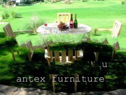 Teak Garden Furniture: Round Table and Stacking Chair