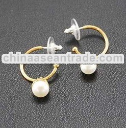 Brass Earrings with Pearls