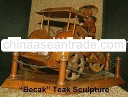 Becak teak sculpture