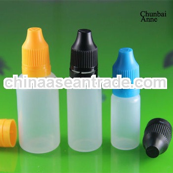 pe 10ml bottle liquid dropper container wholesale with childsafety tamper seal long tip for vape liq