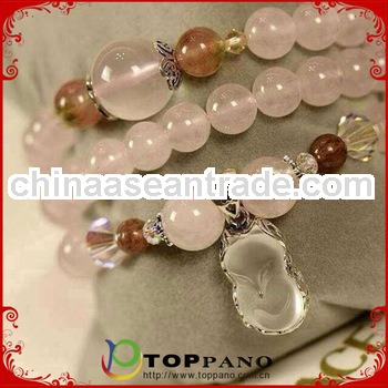 pink agate bead bracelet charm jewelry