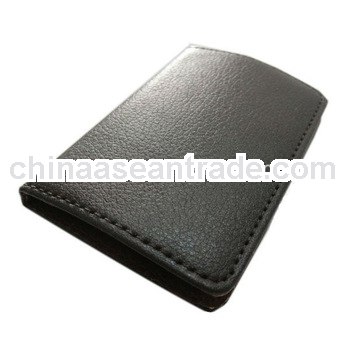 plain leather business card holder case wallet with embossed logo