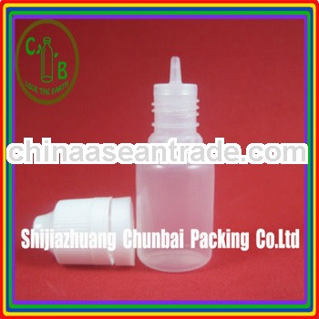 plastic liquid bottles with child-proof cap and tamper evident cap with long thin tip