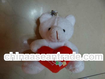 plush bear with heart keychain