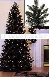 12' PRE-LIT SLIM BLACK ASHLEY SPRUCE CHRISTMAS TREE