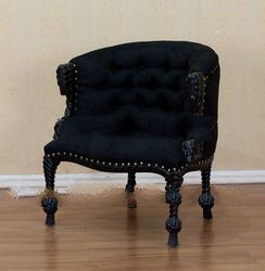 n Furniture - Black Painted Rope Carved Chair