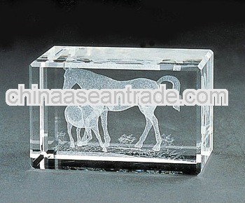 pure 3d laser crystal picture frame forhorse engraved (R-0067))