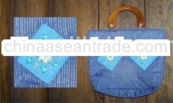 handbag with "sulam Pita" ornament-Blue