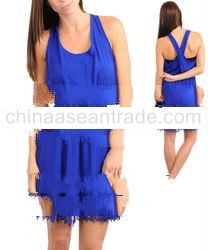 STYLE DBZ16-RB: ROYAL BLUE RACERBACK DRESS WITH LACE HEMLINE