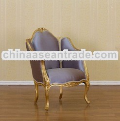 French Furniture - Gold Gilt Arm Chair with Silk Fabric