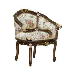 Mahogany Chair Upholstery Flowers Motif