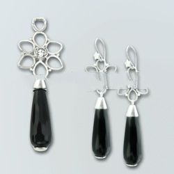 Black Onyx Silver Jewelry Set