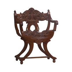 Mahogany Heavy Carved Corner Chair