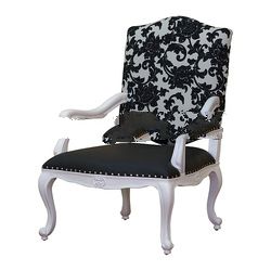 White Painted Arms Chair Upholstered