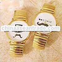 quartz goldlis watch metal mustache watch