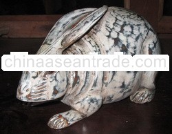 wooden rabbit statue