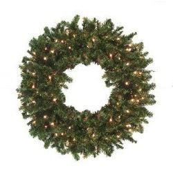 60" Pre-Lit Canadian Pine Artificial Christmas Wreath Clear Lights