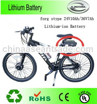 rechargeable E-bike battery about little frog shap 24V10Ah and 36V7Ah with controller box