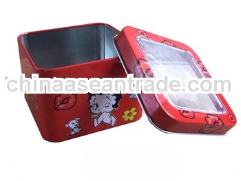 rectangle tin box with pvc window