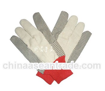 red cuff pvc dotted gloves 650g/dozen , canvas dotted gloves