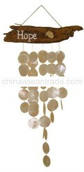 Driftwood sign with capiz chime