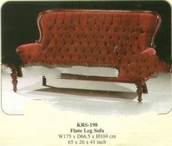 Flute Leg Sofa Mahogany Indoor Furniture.