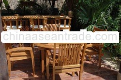 Teak Outdoor Furniture Set Round Extending Table
