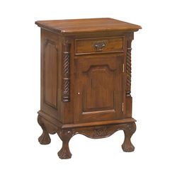 1 Door 1 Drawer Canopy Bedside Table with 2 Pillars