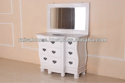 French Furniture - Cleopatra Vanity with Mirror, White Marble Top and Basin