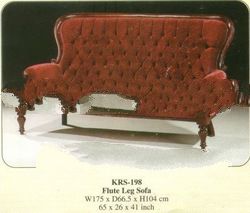 Flute Leg Sofa Mahogany Indoor Furniture.