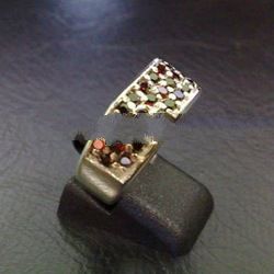 RFMN0069 - Sterling Silver Cocktail Contemporary Ring with Garnet