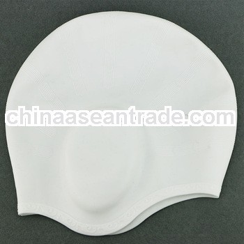 silicone Cover ears swim cap White