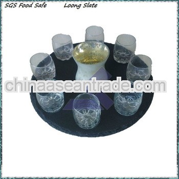 slate tablemats/coasters with glass cups