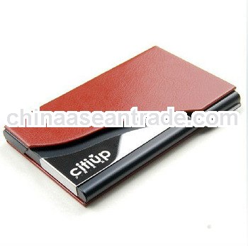 slim black PU leather&metal card holder