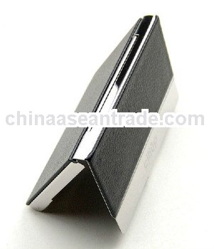 slim custom black PU leather&metal card holder