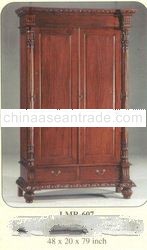 2 Dooor Cabinet with Drawer Mahogany Indoor Furniture.