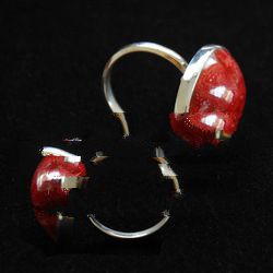 ring silver jewelry combine with red coral