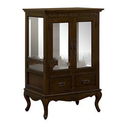 Display Cabinet with Glass Doors and 2 Drawers