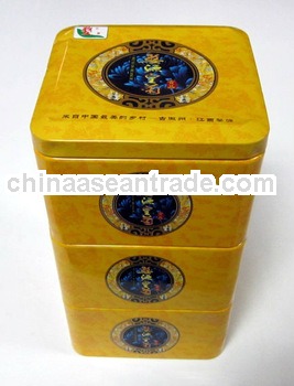 square three storeies candy tin box