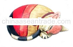 Sleeping Cat Wood Carving