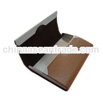 stylish faux leather id card holder case with metal feature promotional gifts