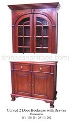 Curved 2 Door Bookcase with Drawer