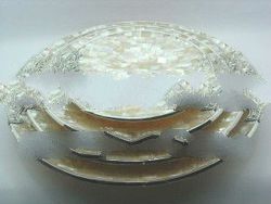 White Mother of Pearl Shell (MOP) Round Plate with Silver