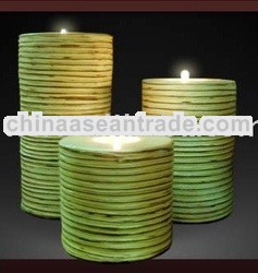 Ceramic candle cover rattan set 3