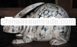 wooden rabbit statue