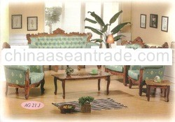 Teak Sofa Set Classic Design Romawi Bunga Pandan 3 , Indoor Furniture.