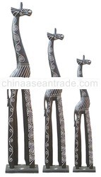 Standing Giraffe Wood Carving Set
